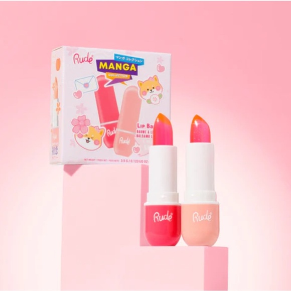Rude Cosmetics Manga Collection Watermelon & Peach Lip Balm Set - Picture 1 of 4